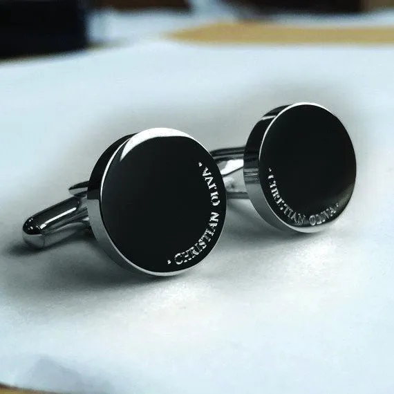 Personalised Engraved Full Name Round Gold Cufflinks