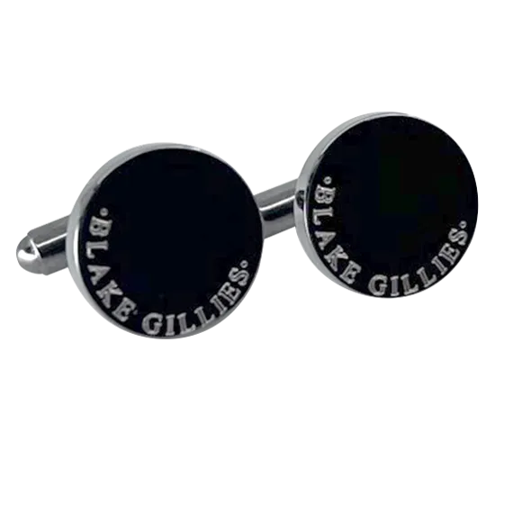 Personalised Engraved Full Name Round Gunmetal Cufflinks