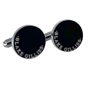 Personalised Engraved Full Name Round Gunmetal Cufflinks
