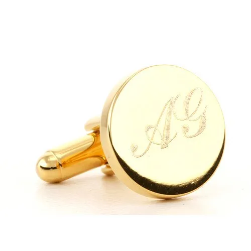 Personalised Engraved Round Gold Cufflinks