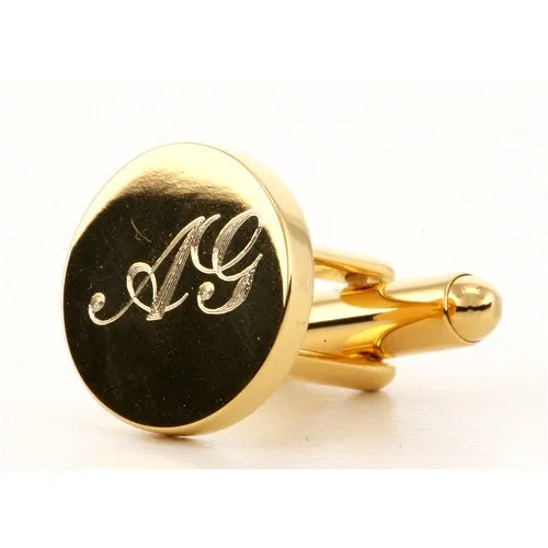 Personalised Engraved Round Gold Cufflinks