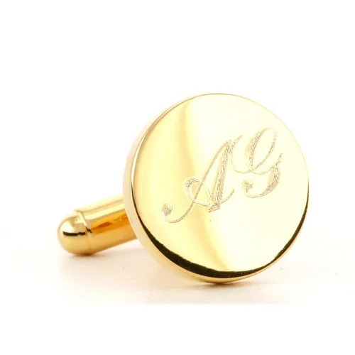Personalised Engraved Round Gold Cufflinks