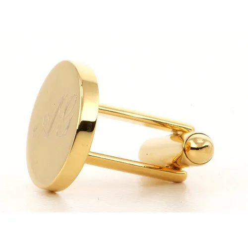 Personalised Engraved Round Gold Cufflinks