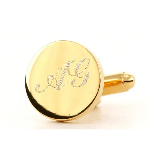 Personalised Engraved Round Gold Cufflinks