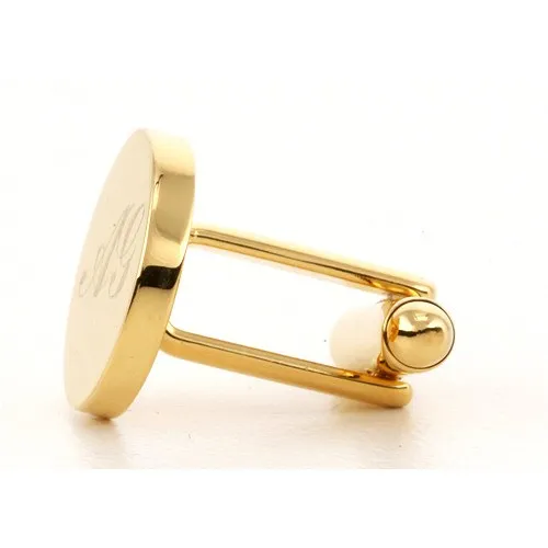 Personalised Engraved Round Gold Cufflinks