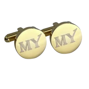 Personalised Engraved Round Gold Cufflinks