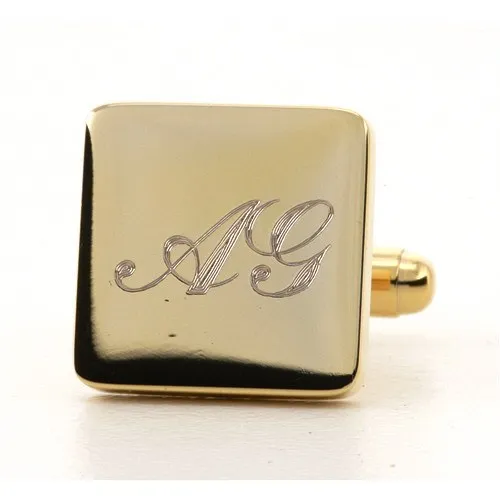 Personalised Engraved Square Gold Cufflinks