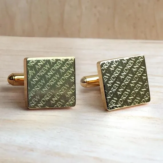 Personalised Engraved Square Gold Cufflinks