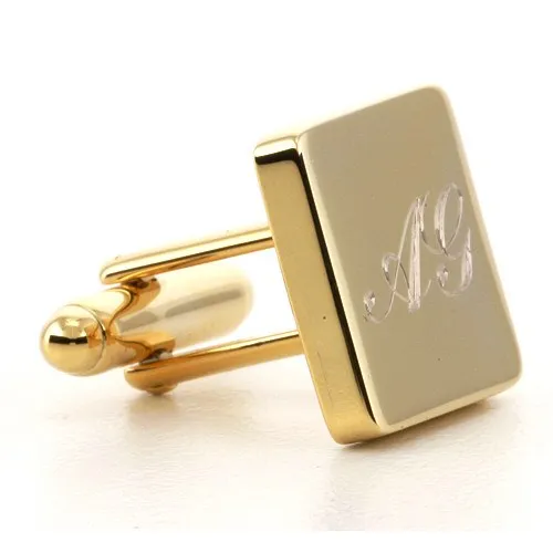 Personalised Engraved Square Gold Cufflinks