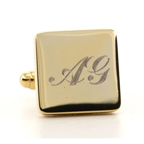 Personalised Engraved Square Gold Cufflinks