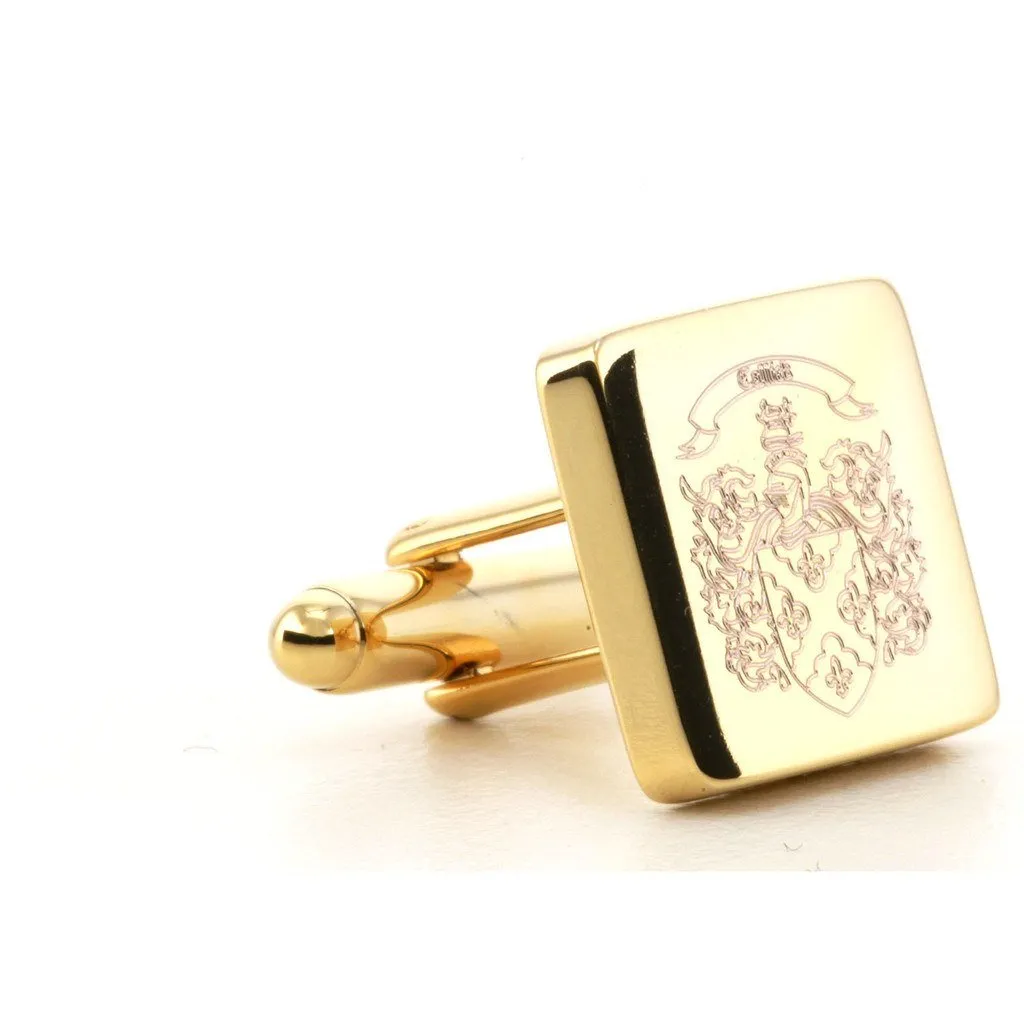 Personalised Engraved Square Gold Cufflinks