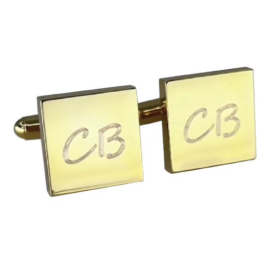 Personalised Engraved Square Gold Cufflinks