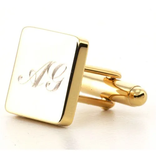 Personalised Engraved Square Gold Cufflinks