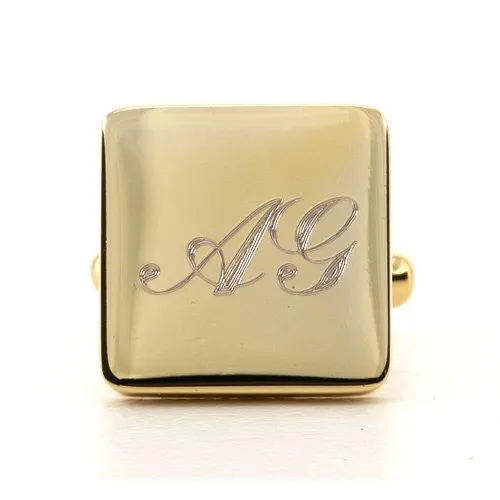 Personalised Engraved Square Gold Cufflinks