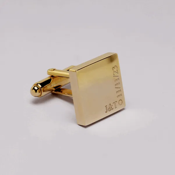 Personalised Gold Engraved Full Name Square Cufflinks