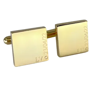 Personalised Gold Engraved Full Name Square Cufflinks