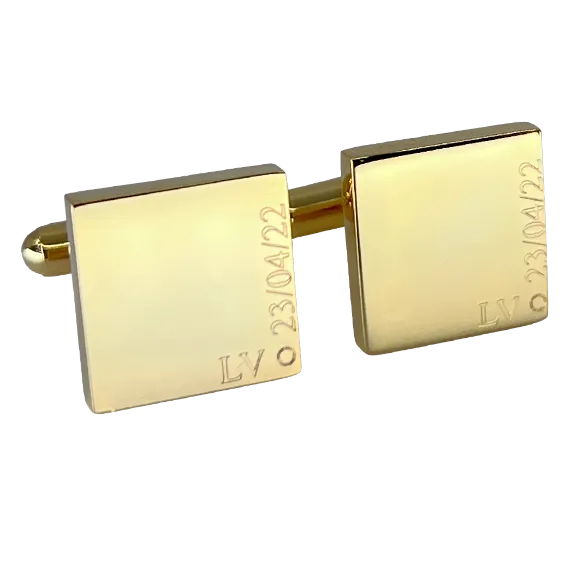 Personalised Gold Engraved Full Name Square Cufflinks
