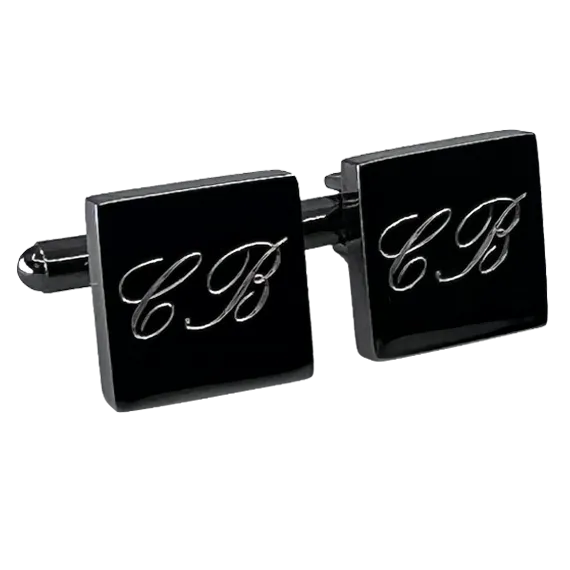 Personalised Gunmetal Engraved Square Cufflinks