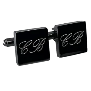 Personalised Gunmetal Engraved Square Cufflinks