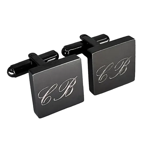 Personalised Gunmetal Engraved Square Cufflinks