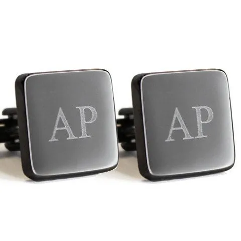 Personalised Gunmetal Engraved Square Cufflinks