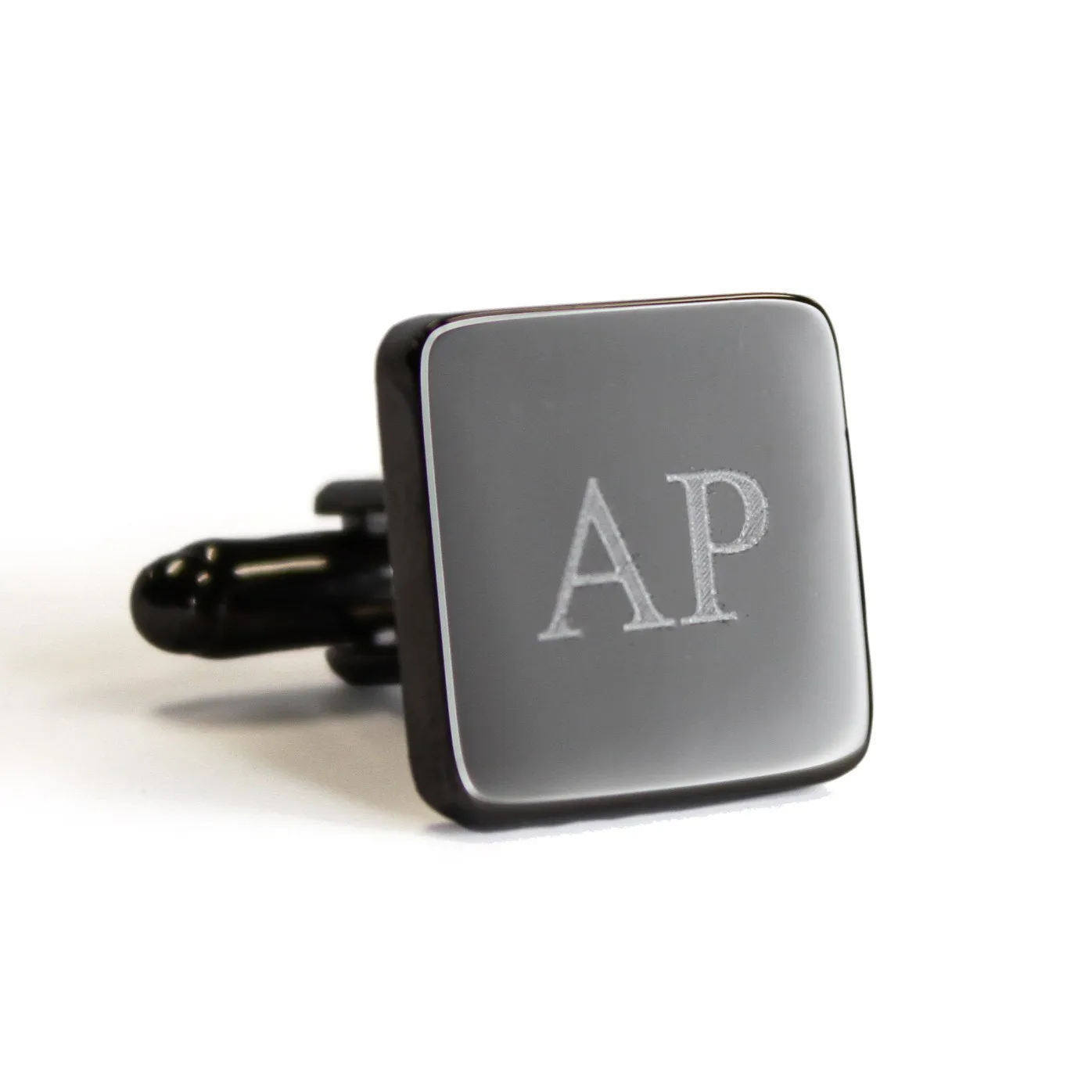 Personalised Gunmetal Engraved Square Cufflinks