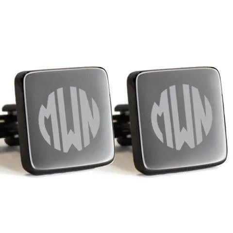 Personalised Gunmetal Engraved Square Cufflinks