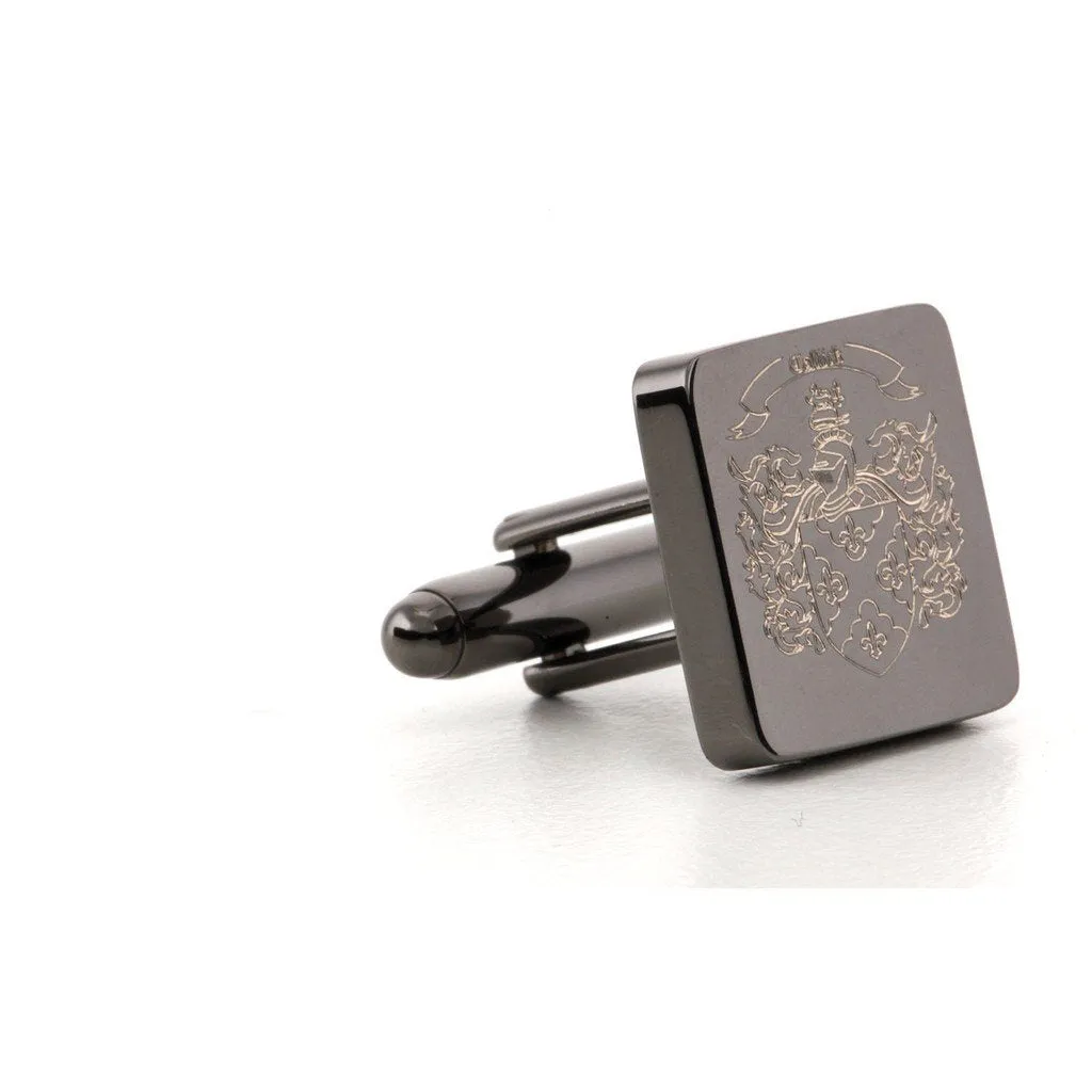 Personalised Gunmetal Engraved Square Cufflinks