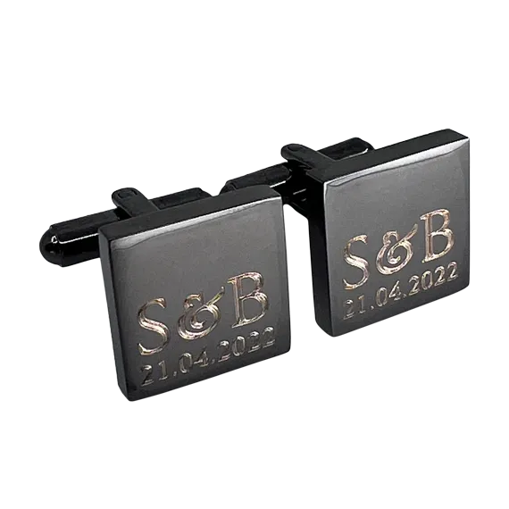 Personalised Initial Date Gunmetal Cufflinks