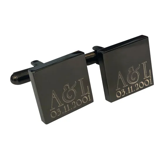 Personalised Initial Date Gunmetal Cufflinks