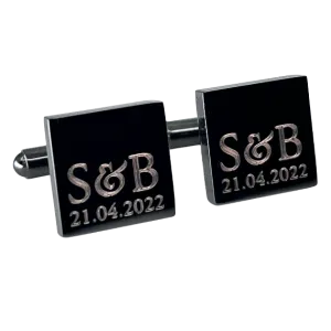 Personalised Initial Date Gunmetal Cufflinks