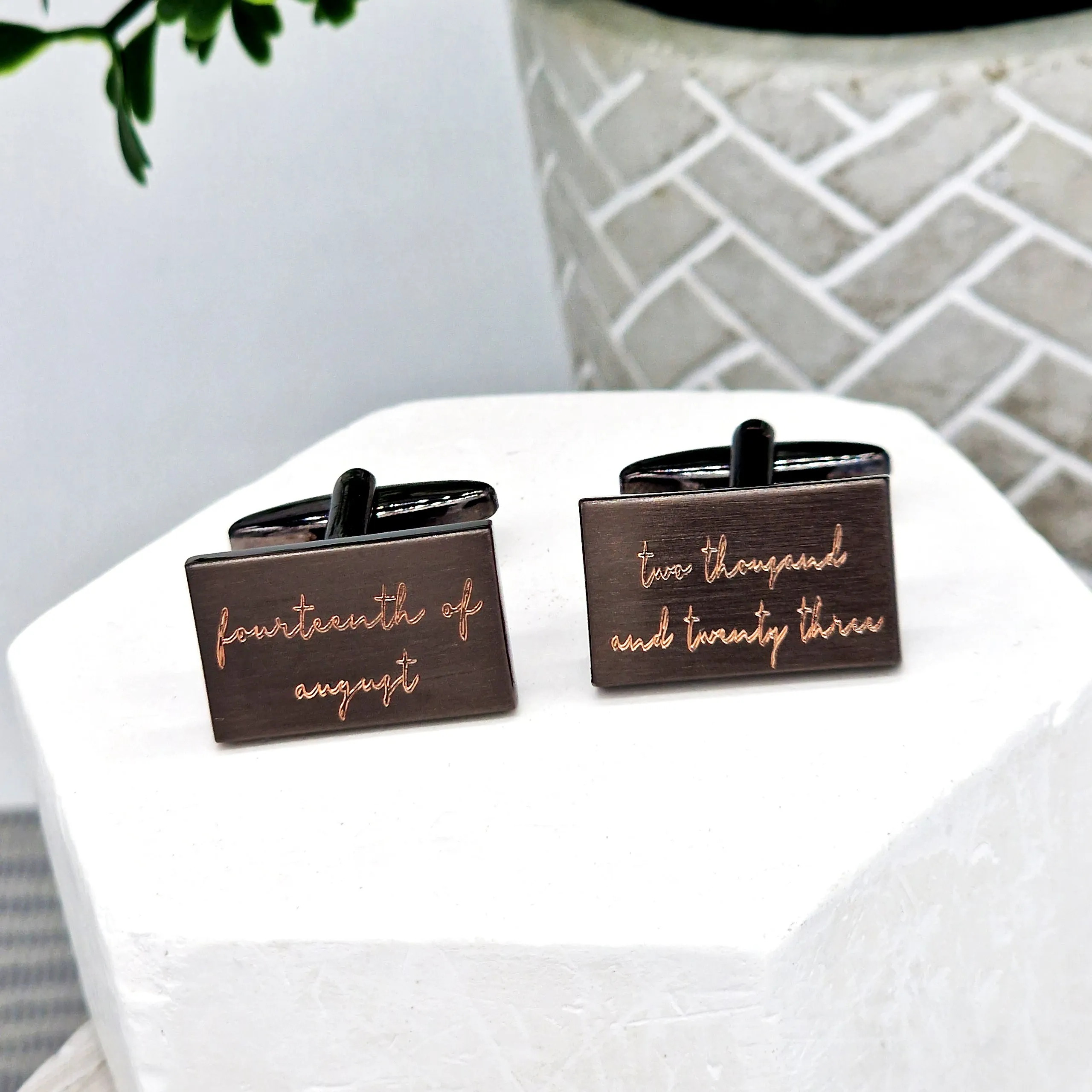 Personalised Rectangular Written Date Cufflinks