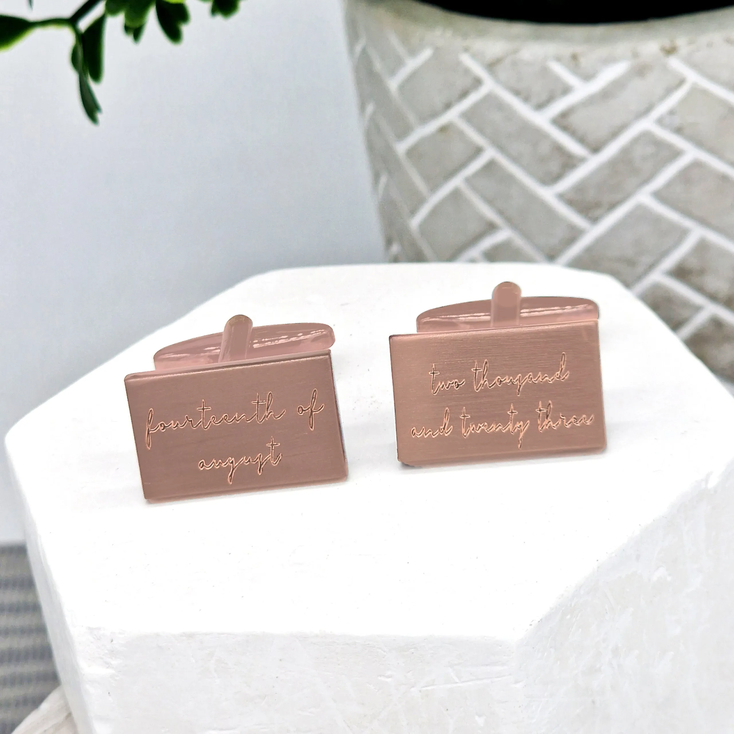 Personalised Rectangular Written Date Cufflinks