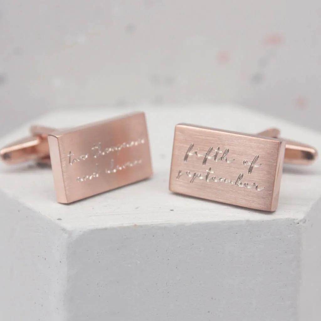 Personalised Rectangular Written Date Cufflinks