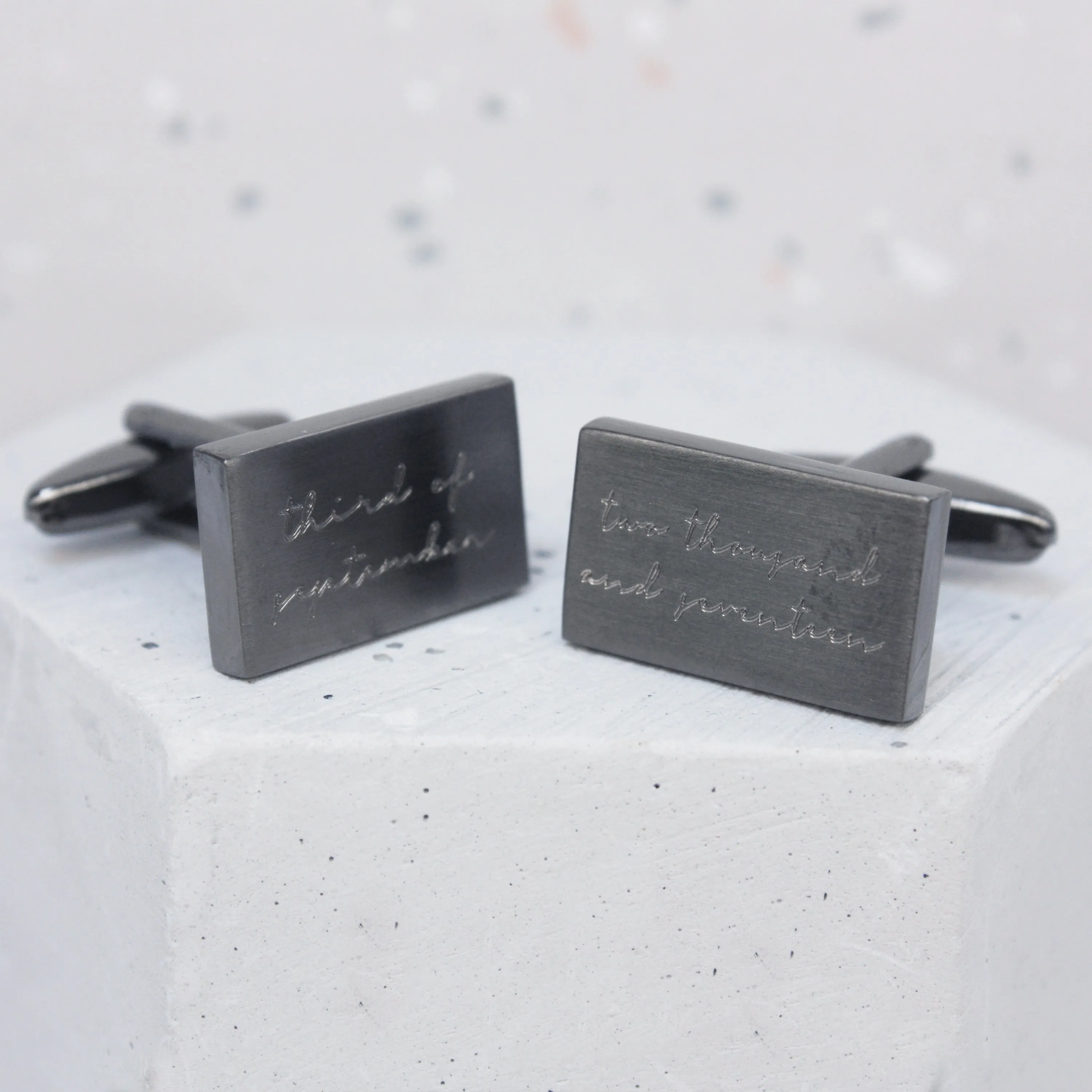 Personalised Rectangular Written Date Cufflinks