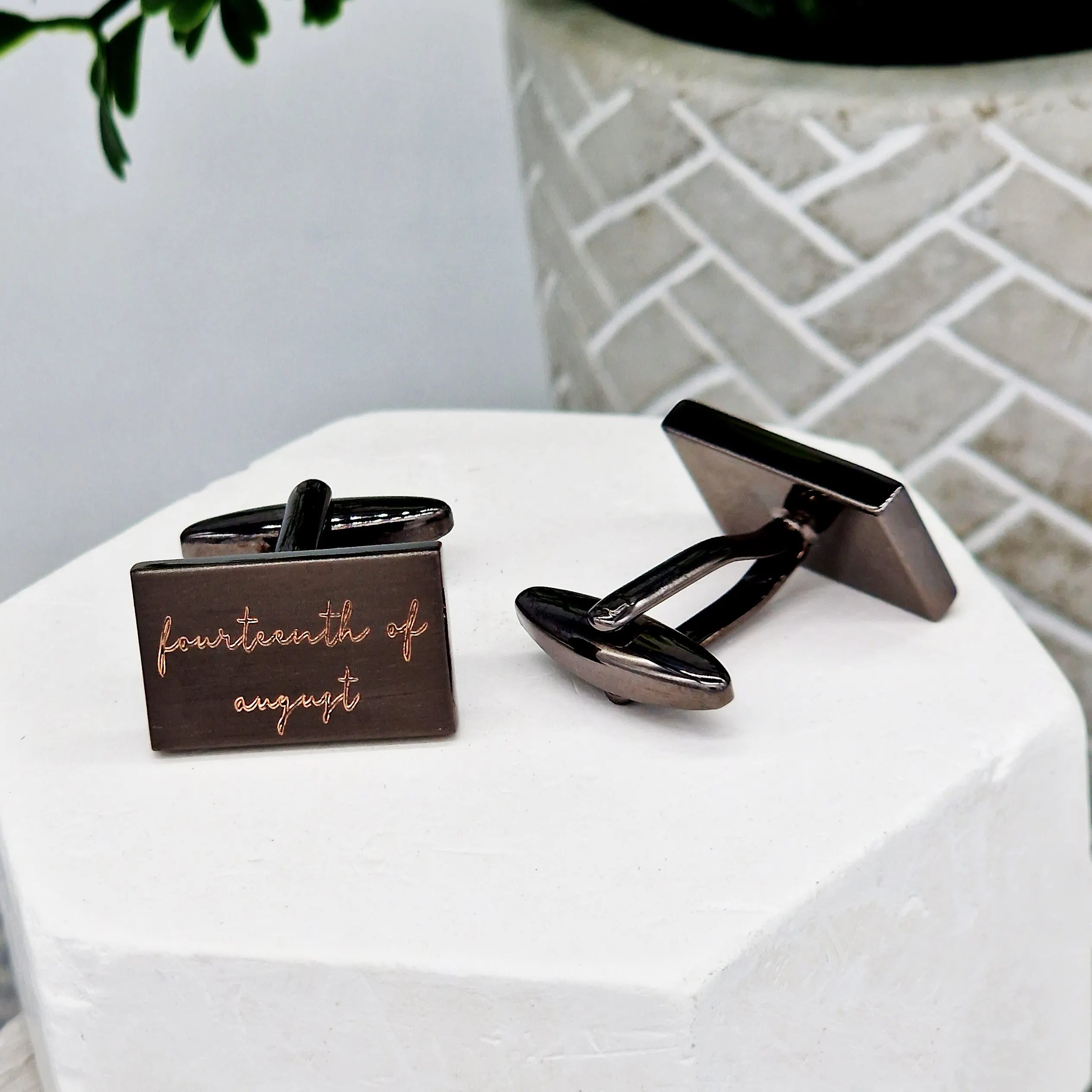 Personalised Rectangular Written Date Cufflinks