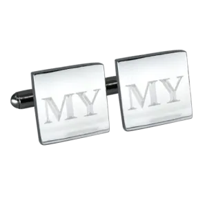 Personalised Silver Engraved Square Cufflinks