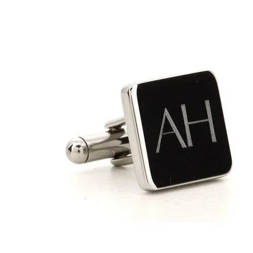 Personalised Silver Engraved Square Cufflinks