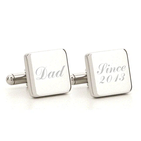 Personalised Silver Engraved Square Cufflinks