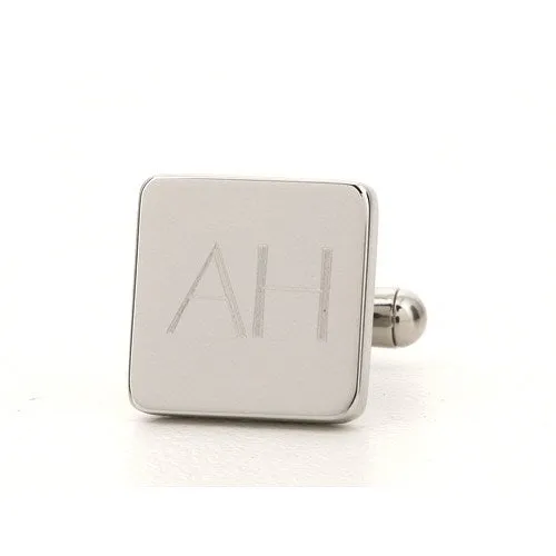 Personalised Silver Engraved Square Cufflinks