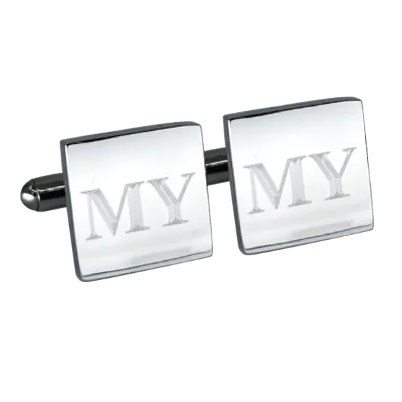 Personalised Silver Engraved Square Cufflinks