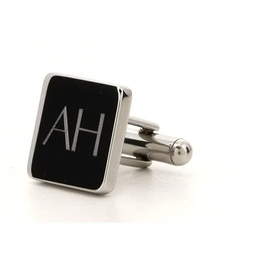 Personalised Silver Engraved Square Cufflinks