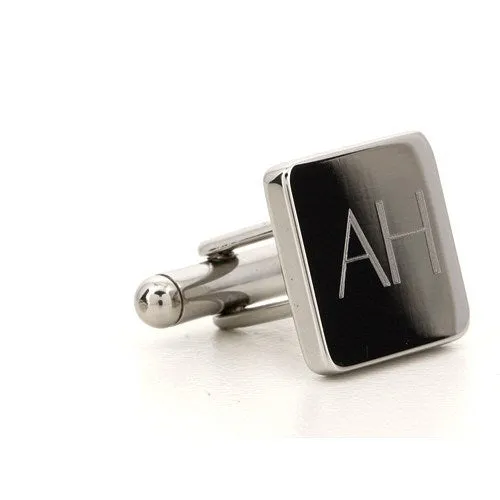 Personalised Silver Engraved Square Cufflinks