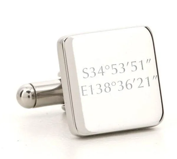 Personalised Silver Engraved Square Cufflinks