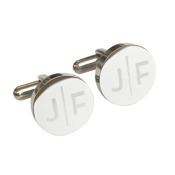 Personalised Split Letter Round Gunmetal Cufflinks