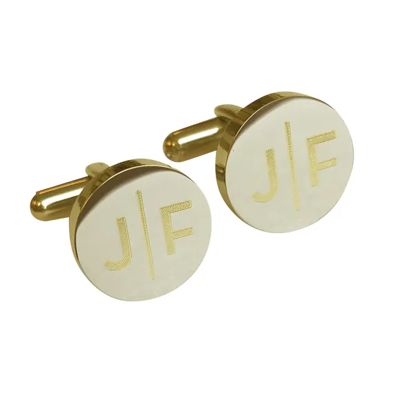 Personalised Split Letter Round Gunmetal Cufflinks