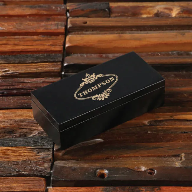 Personalized Rectangular Cufflink, Money Clip, And Tie Clip Box Set