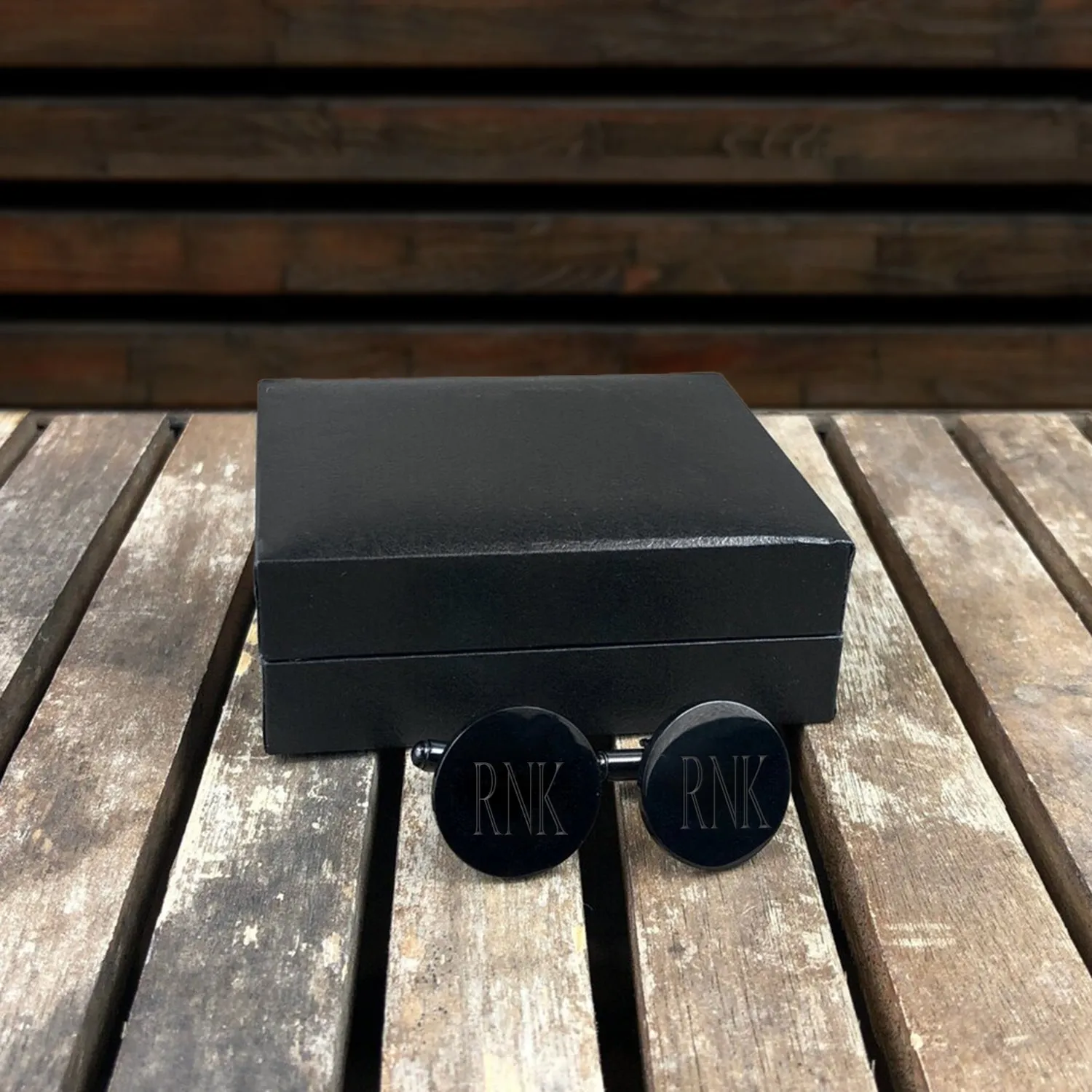 Personalized Round Black Cufflinks