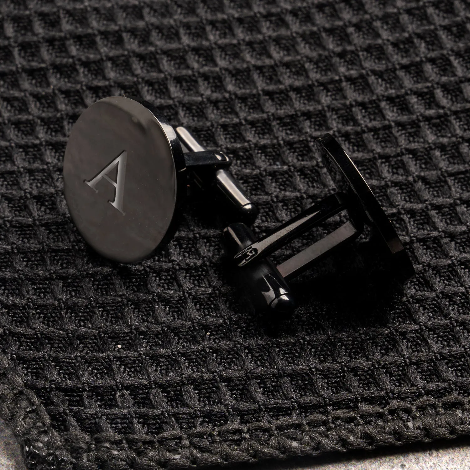 Personalized Round Black Cufflinks