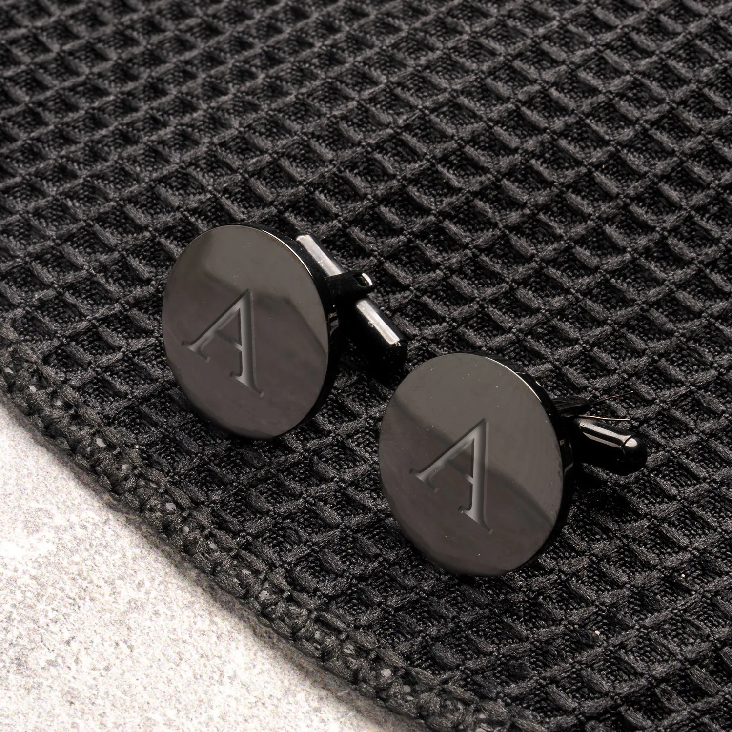 Personalized Round Black Cufflinks
